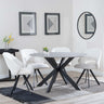 Novara Grey Ceramic 4 Seater Round Dining Set - 4 Ion Cream Boucle Teddy Fabric Swivel Dining Chair-5