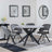 Novara Grey Ceramic 4 Seater Round Dining Set - 4 Ion Dark Grey Velvet Fabric Swivel Dining Chair-3