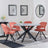 Novara Grey Ceramic 4 Seater Round Dining Set - 4 Ion Orange Velvet Fabric Swivel Dining Chair-4