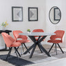 Novara Grey Ceramic 4 Seater Round Dining Set - 4 Ion Orange Velvet Fabric Swivel Dining Chair-4