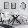 Novara Grey Ceramic 4 Seater Round Dining Set - 4 Peyton Cream Fabric Dining Chair