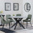 Novara Grey Ceramic 4 Seater Round Dining Set - 4 Peyton Green Fabric Dining Chair-4