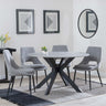Novara Grey Ceramic 4 Seater Round Dining Set - 4 Peyton Grey Fabric Dining Chair-3