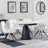 Carrara White Ceramic 4 Seater Round Extending Dining Set - 4 Arctic Cream Velvet Fabric Swivel Dining Chair-4