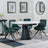Carrara White Ceramic 4 Seater Round Extending Dining Set - 4 Arctic Green Velvet Fabric Swivel Dining Chair-2