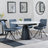 Carrara White Ceramic 4 Seater Round Extending Dining Set - 4 Boden Dark Grey Fabric Swivel Dining Chair-5