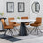 Carrara White Ceramic 4 Seater Round Extending Dining Set - 4 Boden Orange Fabric Swivel Dining Chair-4