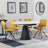 Carrara White Ceramic 4 Seater Round Extending Dining Set - 4 Boden Yellow Fabric Swivel Dining Chair-2