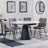 Carrara White Ceramic 4 Seater Round Extending Dining Set - 4 Corona Camel Fabric Dining Chair-4