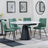 Carrara White Ceramic 4 Seater Round Extending Dining Set - 4 Corona Green Fabric Dining Chair-6