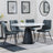 Carrara White Ceramic 4 Seater Round Extending Dining Set - 4 Corona Light Grey Fabric Dining Chair-7