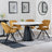 Carrara White Ceramic 4 Seater Round Extending Dining Set - 4 Ion Mustard Velvet Fabric Swivel Dining Chair