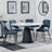 Carrara White Ceramic 4 Seater Round Extending Dining Set - 4 Peyton Blue Fabric Dining Chair-2