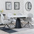 Carrara White Ceramic 4 Seater Round Extending Dining Set - 4 Theo Grey Fabric Swivel Dining Chair