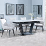 Alpha White Ceramic Extending Dining Set - Ace Beige Fabric Swivel Dining Chair-3