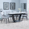 Alpha White Ceramic Extending Dining Set - Ace Grey Fabric Swivel Dining Chair-2