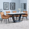 Alpha White Ceramic Extending Dining Set - Ace Orange Fabric Swivel Dining Chair
