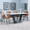 Alpha White Ceramic Extending Dining Set - Corona Brown Fabric Dining Chair-8