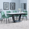 Alpha White Ceramic Extending Dining Set - Corona Green Fabric Dining Chair-6