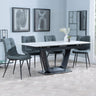 Alpha White Ceramic Extending Dining Set - Corona Light Grey Fabric Dining Chair-7
