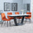 Alpha White Ceramic Extending Dining Set - Corona Orange Fabric Dining Chair-2