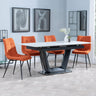 Alpha White Ceramic Extending Dining Set - Corona Orange Fabric Dining Chair-2