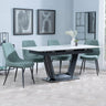 Alpha White Ceramic Extending Dining Set - Darwin Green Fabric Dining Chair-5