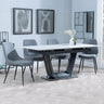 Alpha White Ceramic Extending Dining Set - Darwin Grey Fabric Dining Chair-6