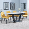 Alpha White Ceramic Extending Dining Set - Darwin Yellow Fabric Dining Chair-3