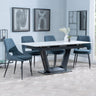 Alpha White Ceramic Extending Dining Set - Peyton Blue Fabric Dining Chair-2