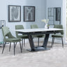 Alpha White Ceramic Extending Dining Set - Peyton Green Fabric Dining Chair-4