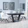 Alpha Black Ceramic Extending Dining Set - Arctic Cream Velvet Fabric Swivel Dining Chair-4