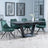 Alpha Black Ceramic Extending Dining Set - Arctic Green Velvet Fabric Swivel Dining Chair-2