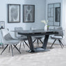 Alpha Black Ceramic Extending Dining Set - Arctic Grey Velvet Fabric Swivel Dining Chair-3