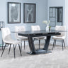 Alpha Black Ceramic Extending Dining Set - Corona Beige Fabric Dining Chair-3