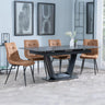 Alpha Black Ceramic Extending Dining Set - Corona Brown Fabric Dining Chair-8
