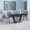Alpha Black Ceramic Extending Dining Set - Corona Camel Fabric Dining Chair-4