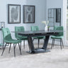 Alpha Black Ceramic Extending Dining Set - Corona Green Fabric Dining Chair-6