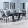 Alpha Black Ceramic Extending Dining Set - Corona Grey Fabric Dining Chair-9