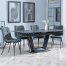 Alpha Black Ceramic Extending Dining Set - Corona Light Grey Fabric Dining Chair-7