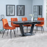 Alpha Black Ceramic Extending Dining Set - Corona Orange Fabric Dining Chair-2