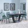 Alpha Black Ceramic Extending Dining Set - Darwin Green Fabric Dining Chair-5