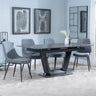 Alpha Black Ceramic Extending Dining Set - Darwin Grey Fabric Dining Chair-6