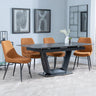 Alpha Black Ceramic Extending Dining Set - Darwin Orange Fabric Dining Chair-4