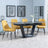 Alpha Black Ceramic Extending Dining Set - Darwin Yellow Fabric Dining Chair-3