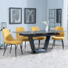 Alpha Black Ceramic Extending Dining Set - Darwin Yellow Fabric Dining Chair-3