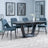 Alpha Black Ceramic Extending Dining Set - Peyton Blue Fabric Dining Chair-2
