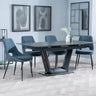 Alpha Black Ceramic Extending Dining Set - Peyton Blue Fabric Dining Chair-2