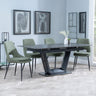 Alpha Black Ceramic Extending Dining Set - Peyton Green Fabric Dining Chair-4