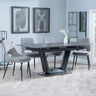 Alpha Black Ceramic Extending Dining Set - Peyton Grey Fabric Dining Chair-3